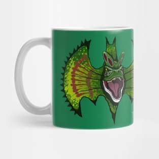 Spitting dinosaur bat symbol Mug